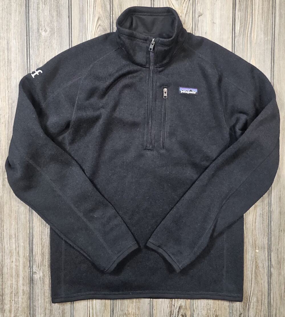 Patagonia Better Sweater 1/4 Zip Black Mens Small Pullover TCF Bank Embroidery